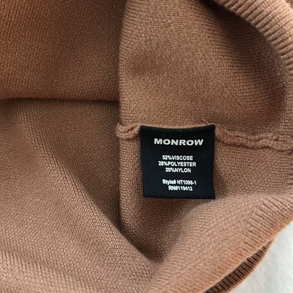 Monrow Supersoft Knit Sweater Cut Out Shoulders Top Soft Brown Size L Neutral - Picture 14 of 15